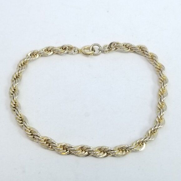 Vintage Simple Gold Tone Rope Twist Chain Bracelet, Skinny Stacking, Estate - Picture 1 of 5